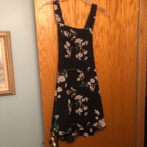 Navy floral dress with wide arm slots